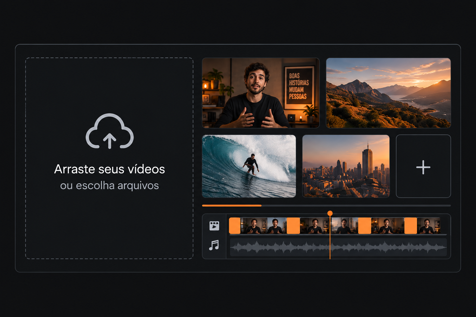 Ilustração conceitual do envio de vídeos para o Auto Edit Pro